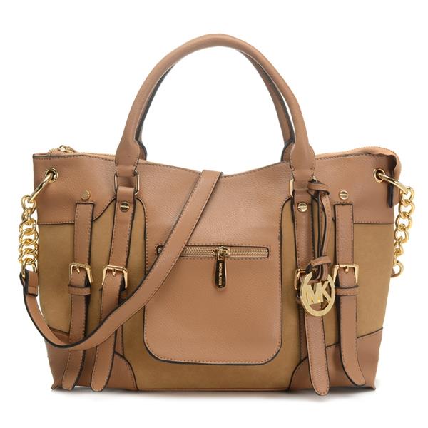 michael kors satchel mcgraw skinn large slim tan veske Kjøpe Billig zutrs